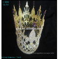 Vente en gros de la nouvelle couronne de strass rhinestone roi tiare pleine couronne circulaire